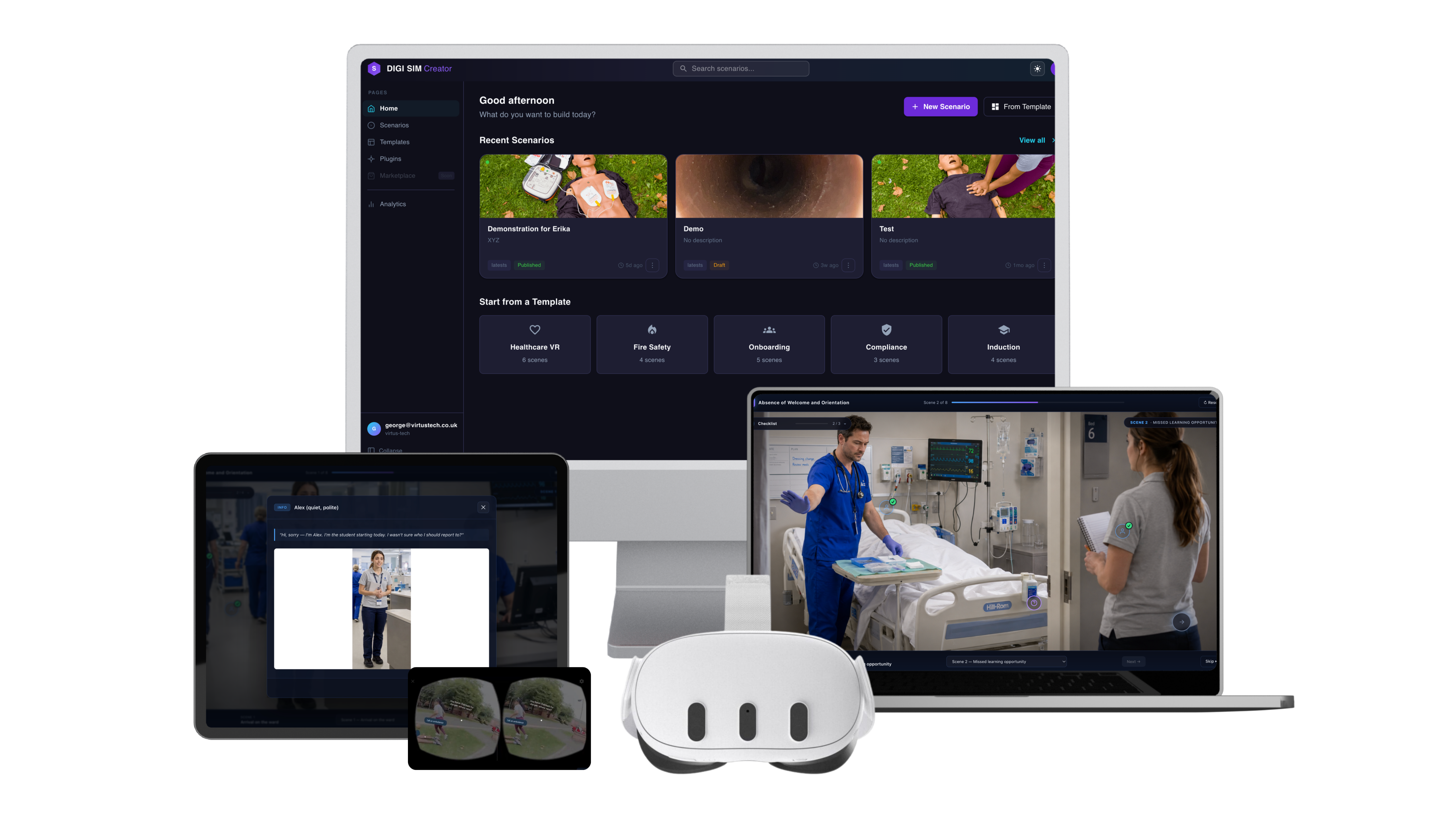 Node XR running across desktop, laptop, tablet and VR headset